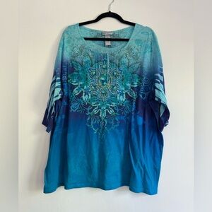 Catherines Green and Blue Oversized Graphic Tunic
